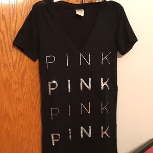 VS Pink short sleeve shirt with sparkle lettering